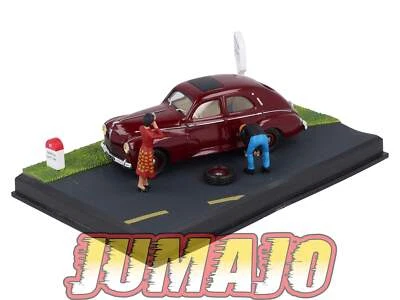 NB3 Voiture IXO 1/43 Diorama Route bleue PEUGEOT 203 Berline La crevaison - Photo 1/4