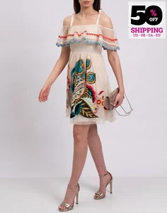 RRP €808 RED VALENTINO Tulle Dress IT38 US2 UK6 XS Embroidered Floral Overlay - Picture 1 of 9