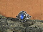 Natural Blue Flash Labradorite 925 Solid Sterling Silver Ring Size Us 7.5