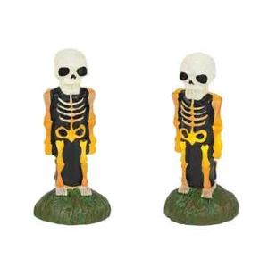 DEPT 56 HALLOWEEN VILLAGE - LIT SKELETON YARD DECOR 6001751 SET 2 LIGHTS UP WBX - Picture 1 of 3