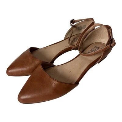 Zapatos planos Miz Mooz de cuero D'orsay Beckie punta correa para el tobillo EE. UU. 8/38,5 Foto 1 de 4