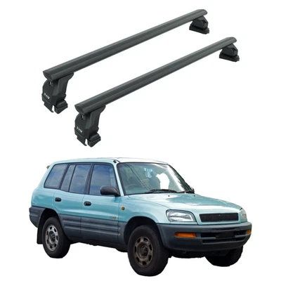 For Toyota Rav 4 1994-2006 Roof Rack Cross Bars Fix Point Pro 6 Alu Black - Image 1 of 4