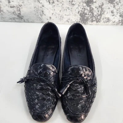 Sesto Meucci Nicole Dark Navy  Tasseled Woven Leather Loafer $295 Sz 8.5 - Image 1 of 4