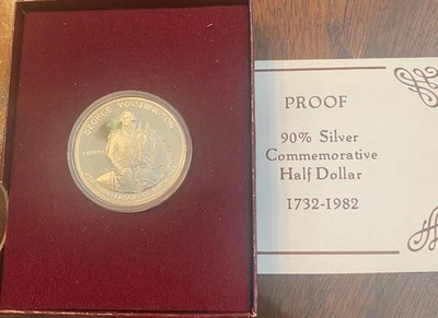 1982 US Proof George Washington 90% Silver Half Dollar with OGP - Image 1 of 2
