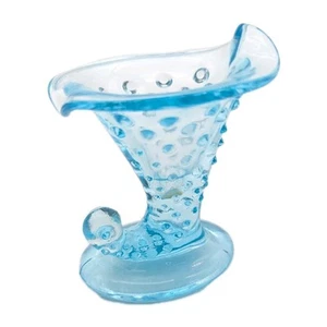 Clavo de vidrio vintage Fenton Cornucopia azul depresión 4" - Imagen 1 de 7