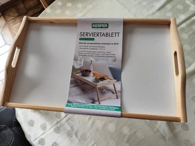 Betttablett Kiefer Serviertablett Frühstück im Bett Tablett klappbar Holz Beine - Bild 1 von 4