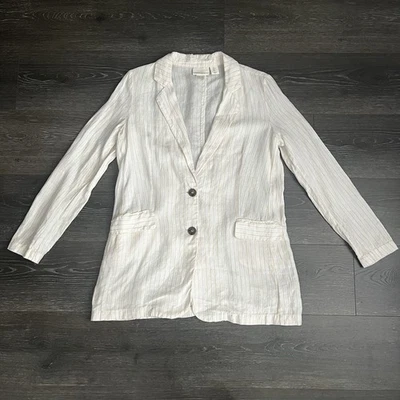 Cynthia Rowley 100% Linen Yellow Stripe Small Lightweight Blazer Coastal Boho - Image 1 of 4