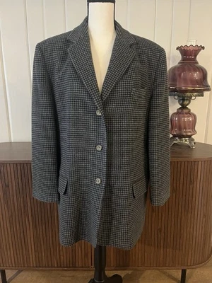 Vintage LL Bean Men’s Houndstooth Wool Cashmere Blend Blazer 20R Gray Black - Image 1 of 4