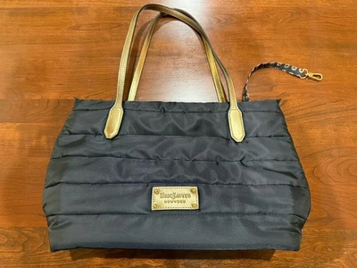 Eric Javits Puffy Nylon Tote, Black Quilted Shoulder Bag, Gold Handles - Image 1 of 4