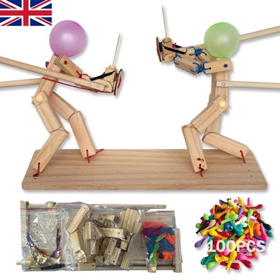 Upgraded Fencing Puppets Balloon Game, Wooden Balloon Man Battle Handmade Toys - Image 1 of 4