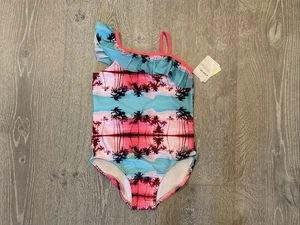 Body Glove Girls One Piece Bathing Suit With Palm Trees Size 8 - Picture 1 of 9