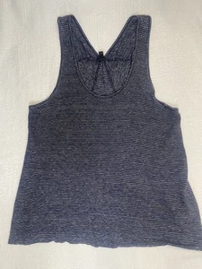 J.Crew Women's Medium 100% Linen Navy White Striped Racerback Tank Top - Picture 1 of 6
