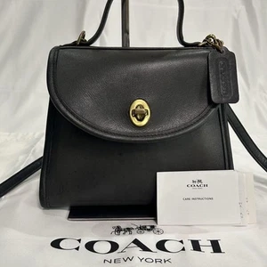 Vintage COACH 9985 Black Leather 2way Bag Used Excellent Condition Authentic JPN - Picture 1 of 10