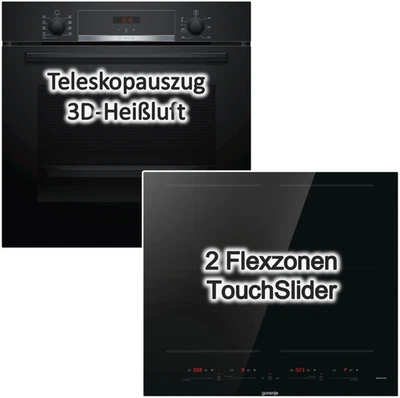 Herdset BOSCH Backofen Hydrolyse Gorenje Induktionskochfeld 60cm Double AreaFlex - Bild 1 von 4
