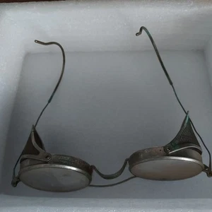 Vintage Safety Round Eye Glasses with Mesh Side Shields Over Ear Wire - Picture 1 of 6
