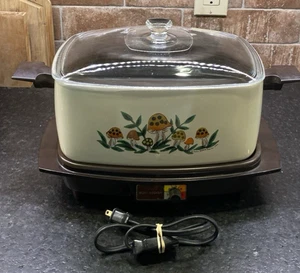 Vintage Slow Cooker Sears Merry Mushroom 1976 Crock Pot 6 Quart Retro Tested - Picture 1 of 11