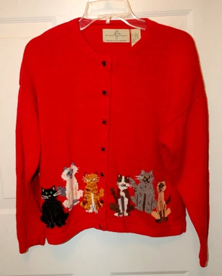 Cárdigan Diseño Gato Rojo Opciones Talla L Foto 1 de 3
