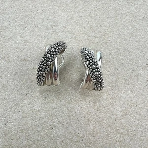 Michael Dawkins 925 Sterling Silber Perlen Crossover Creolen - Bild 1 von 9