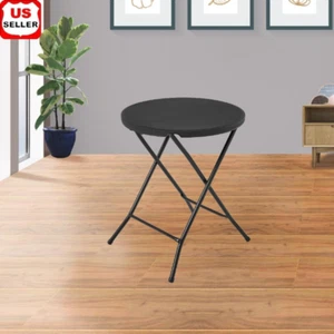 24 in Round Folding Bistro Table Indoor Outdoor Portable Space Saver Tailgating - Picture 1 of 6