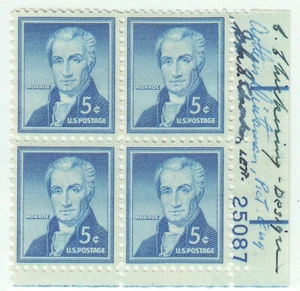 US Stamps Scott #1038 Liberty James Monroe Plate Block with 3 Signatures LH - Picture 1 of 2