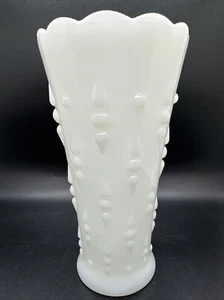 Jarrón vintage Anchor Hocking punto y flechas patrón lágrima vidrio de leche 7 pulgadas ¡EXCELENTE ESTADO USADO! - Imagen 1 de 16