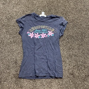 aeropostale youth girls XS short sleeve blue t-shirt floral west coast - Picture 1 of 5