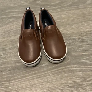Nautica Brown Faux Leather Slip-On Little Boys Shoes Size: 8 - Picture 1 of 5