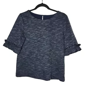 Banana Republic Women's Ruffle Short Sleeve Navy Blouse Size Medium - Bild 1 von 9