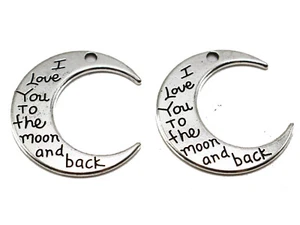 20 Tibet Silver "I Love You to the Moon and back" Charms 1.2" Necklace Pendants - Picture 1 of 7