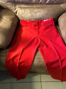 Pantalones de Vestir Sansabelt Rojo Poliéster De Colección Años 60 Años 70 Disco Pantalones 34 x 28 Dobladillo Para Hombre - Imagen 1 de 7