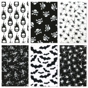 Halloween Skeletons Polycotton Poly cotton Fabric Craft size 112cm wide x 100cm - Picture 1 of 9
