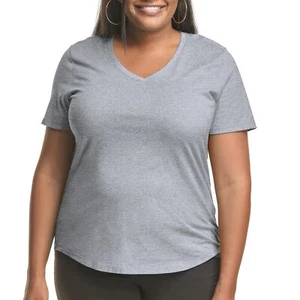 Just My Size Women's Plus-SizeShort Sleeve V-neck T-shirt Grey Size 5X - Picture 1 of 4