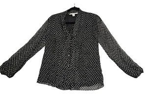 Blusa Forro Corpiño Diane von Furstenberg Talla 2 Negro/Blanco Lunares 100% Seda - Imagen 1 de 8