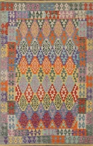 Flat weave Geometric Kilim Oriental Reversible Area Rug 7'x10' Living Room Rug - Picture 1 of 10