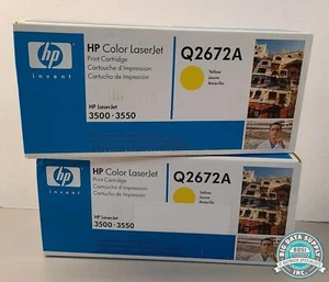 Cartucho de tóner de impresión LaserJet a color HP 309A 4000 amarillo, P/N Q2672A (LOTE DE 2) - Imagen 1 de 4