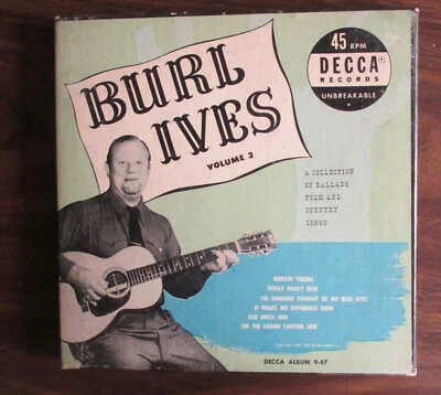 DECCA 3 RECORDS SET 45 RPM * BURL IVES VOLUME 3 * 1949 * VINTAGE BOX SET BALLADS - Image 1 of 4