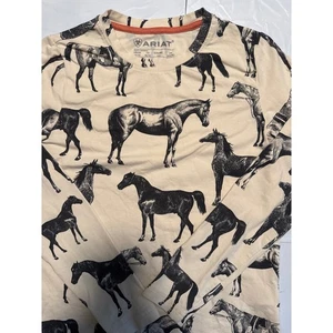 Ariat Horse Print Long Sleeve Shirt Equestrian Style Youth Size M/10 - Picture 1 of 3