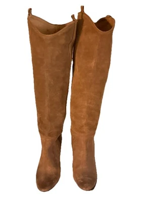 Isabel Marant Denvee Suede  Leather Knee High Boots Burnished Toe Taupe 8 Mint - Image 1 of 4