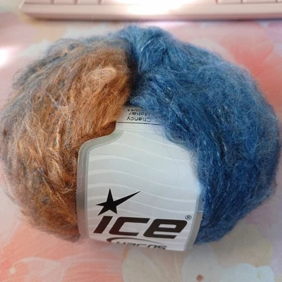 Lot of 8 Balls Mohair Chancy Yarn 4 Worsted Wt Yarn Shades of Gold Brown Blue - Image 1 of 4