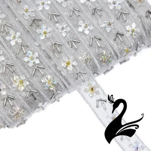 Fancy Trim - Sequin and Beaded Snowflakes 14mm Style 13478 (Price per 1m) - D... - Picture 1 of 4
