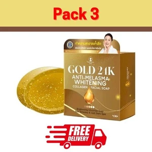 Precious Skin Gold 24K Anti-Melasma Whitening Collagen Facial Soap 50g 3x - Picture 1 of 8