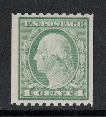 SCOTT#448, 1c LIGHT GREEN PERF 10 HORIZ. WMK191. F/VF & NH. - Image 1 of 2