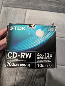 TDK Cd-Rw 700mb 80min 4x-12x High speed 9 Discs - Afbeelding 1 van 7