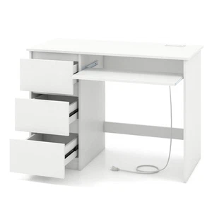 Escritorio de computadora con 3 cajones grandes puertos tipo C y USB y bandeja de teclado de toma de corriente - Imagen 1 de 9