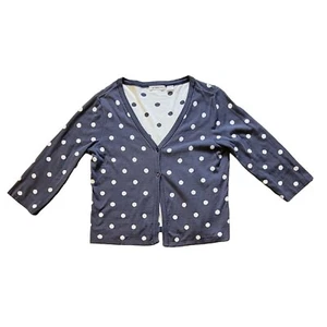 Liz Claiborne Womens Size L Blue Polka Dot 2 Button Cardigan Sweater - Picture 1 of 7