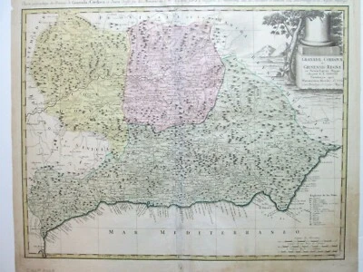 1782 GRANADA Córdoba JAEN ESPAÑA * HOMANN HEREDEROS 46x57cm ESCASO ORIGINAL Foto 1 de 4