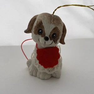 Vintage Jasco Lil Chimers Porcelain Christmas Puppy Dog Bell Ornament - Picture 1 of 6