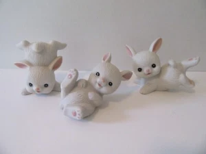 Homco Tumbling Bunnies Figurines 3 pc Set Home Interiors White Rabbits Display - Picture 1 of 21
