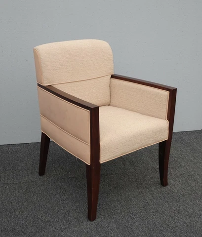 Vintage Baker Mid Century Peach Accent Chair wrapped in Leather Cover