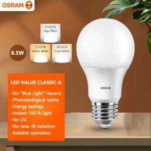 OSRAM LED Bulb 8.5W 220V Frosted Lamp E27 Indoor House Light 2700K/4000K/6500K - Picture 1 of 8